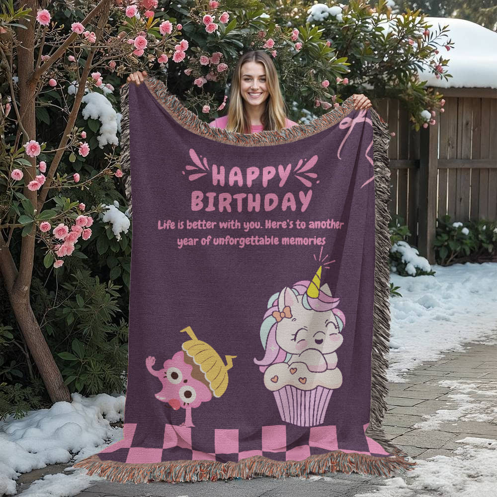 Whimsical Woven Blanket – Fun Gift for Quirky Bestie - - Blankets