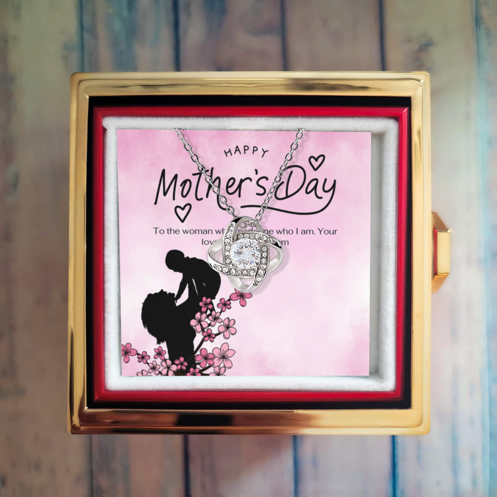 Love Knot Necklace for Cherished Moms - White Gold Finish Standard Box - Necklaces