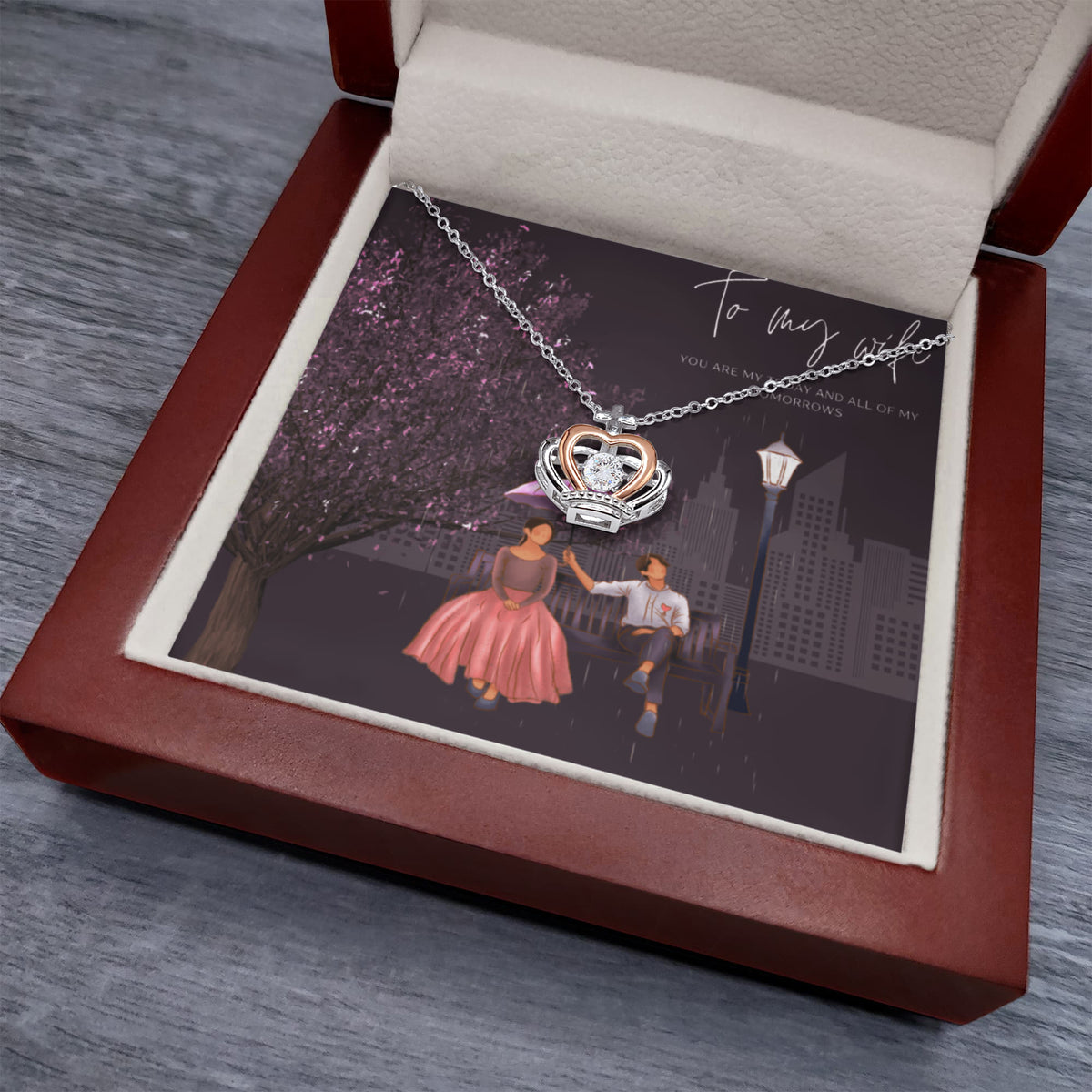 Crown Pendant Necklace – City Lights Romance Gift for Wife - - Necklaces