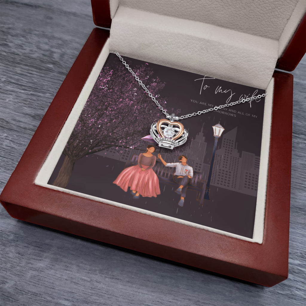 Crown Pendant Necklace – City Lights Romance Gift for Wife - - Necklaces
