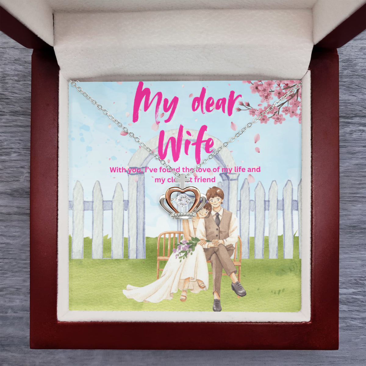 Crown Pendant Necklace – Wedding Day Gift for My Wife - Luxury Box - Necklaces