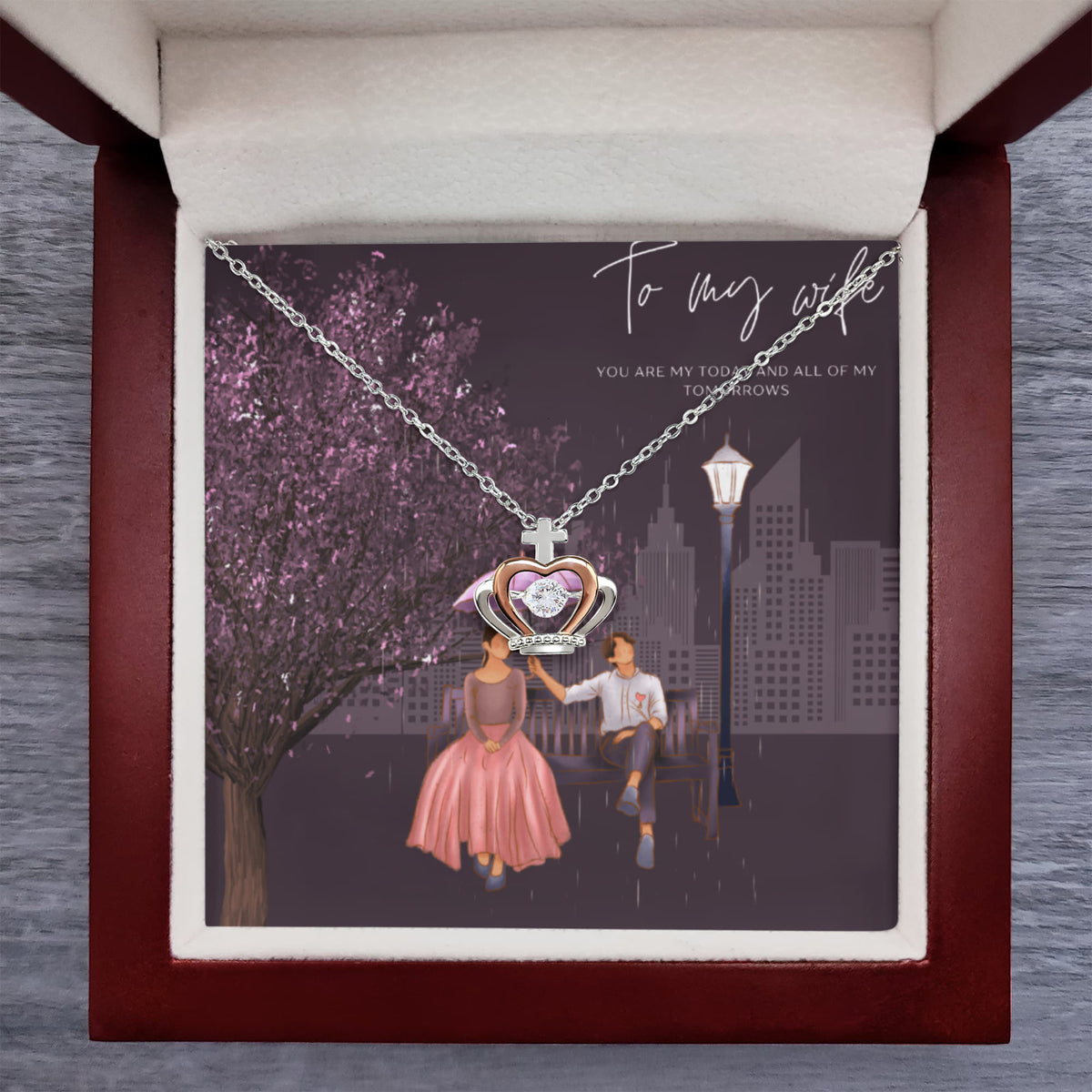Crown Pendant Necklace – City Lights Romance Gift for Wife - - Necklaces