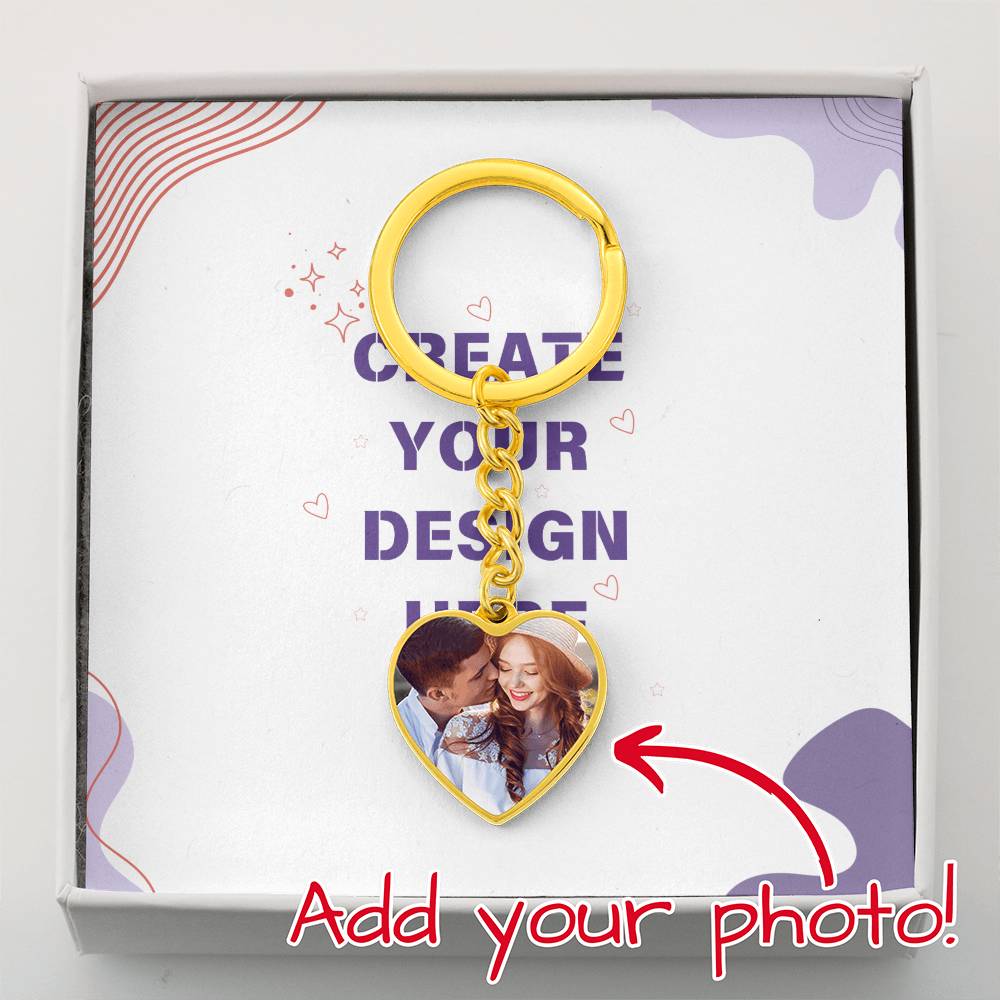 Your Memories, Always- Photo Heart Customizable Keychain - Luxury Keychain (Gold Color) - Keychains