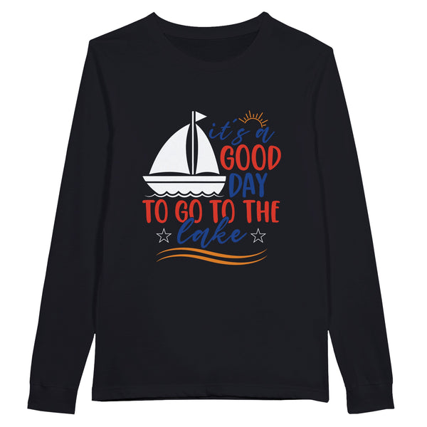 Lake Day Bliss - Good Day to Go to the Lake Longsleeve Tee - Dark Gray - Print Material