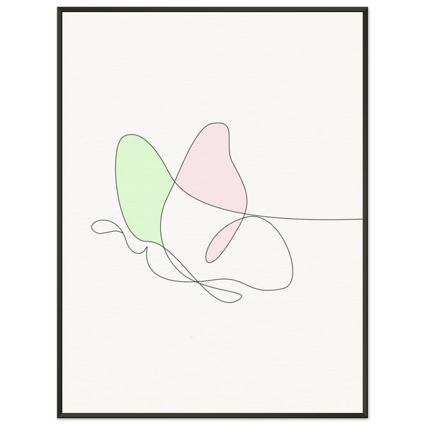 Fluttering Elegance - Minimalist Butterfly - 60x80 cm 24x32″ - Metal Framed Posters