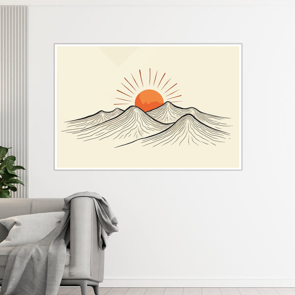 Golden Dawn - Minimalist Mountains - 16x24 - Framed Posters