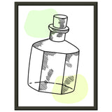 Vintage Charm - Line Art Bottle with Pastel Accents - 30x40 cm 12x16″ - Metal Framed Posters