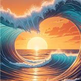 Sunset Through Ocean's Crest - - Framed Posters