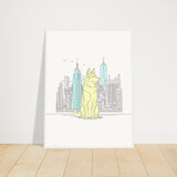 Urban Companion - Dog and Cityscape Art - 60x80 cm 24x32″ White frame - Wooden Framed Posters