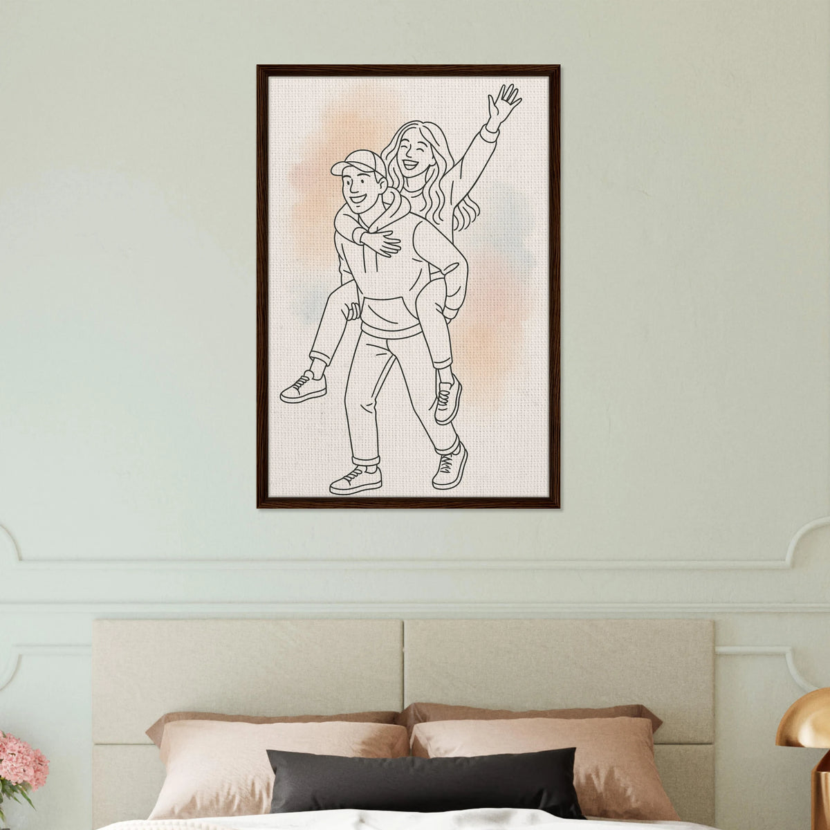 Joyful Couple Canvas – A Sweet Gift of Moments - Dark wood frame - Canvas