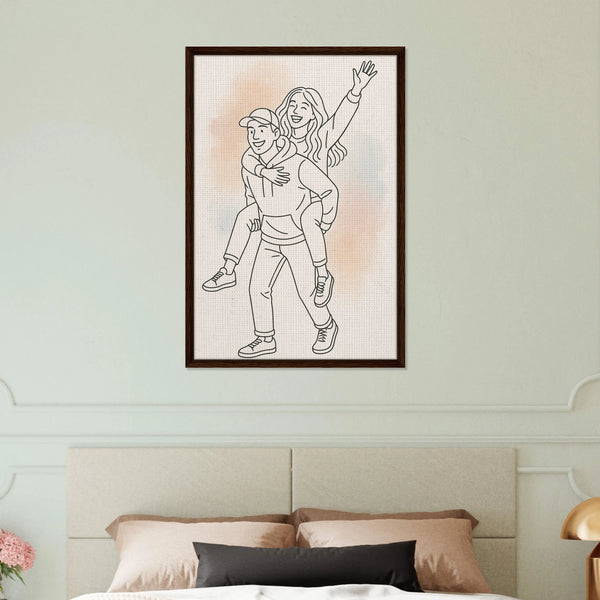 Joyful Couple Canvas – A Sweet Gift of Moments - Dark wood frame - Canvas