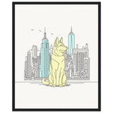 Urban Companion - Dog and Cityscape Art - - Wooden Framed Posters