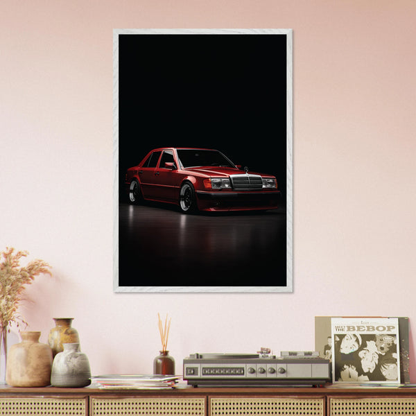 Classic Red Ride – Wooden Framed Poster Gift for Car Lovers - - Wooden Framed Posters