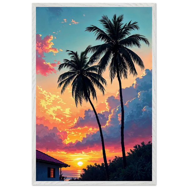 Tropical Sunset Gift Framed Poster - - Wooden Framed Posters