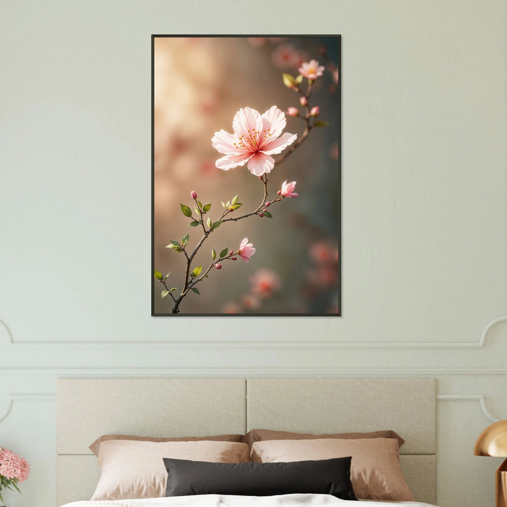 Blossom Whisper - Serene Cherry Blossom Framed Art - - Metal Framed Posters