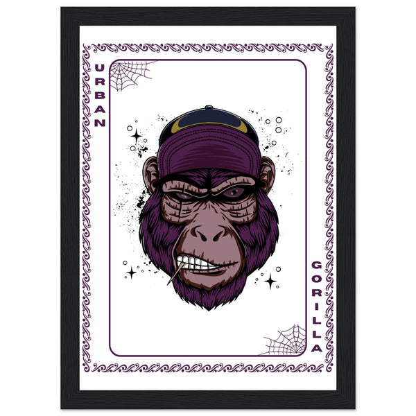 Elevate Your Decor - Steampunk, Funky, and Urban Gorilla Poster Set - A4 21x29.7 cm 8x12″ Black frame Urban Gorilla - Wooden Framed Posters