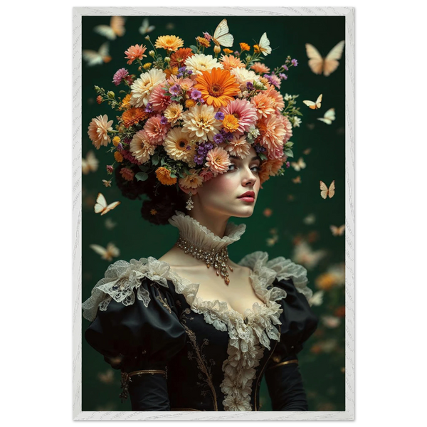 Gift Floral Elegance – Blooming Queen Framed Poster - - Wooden Framed Posters