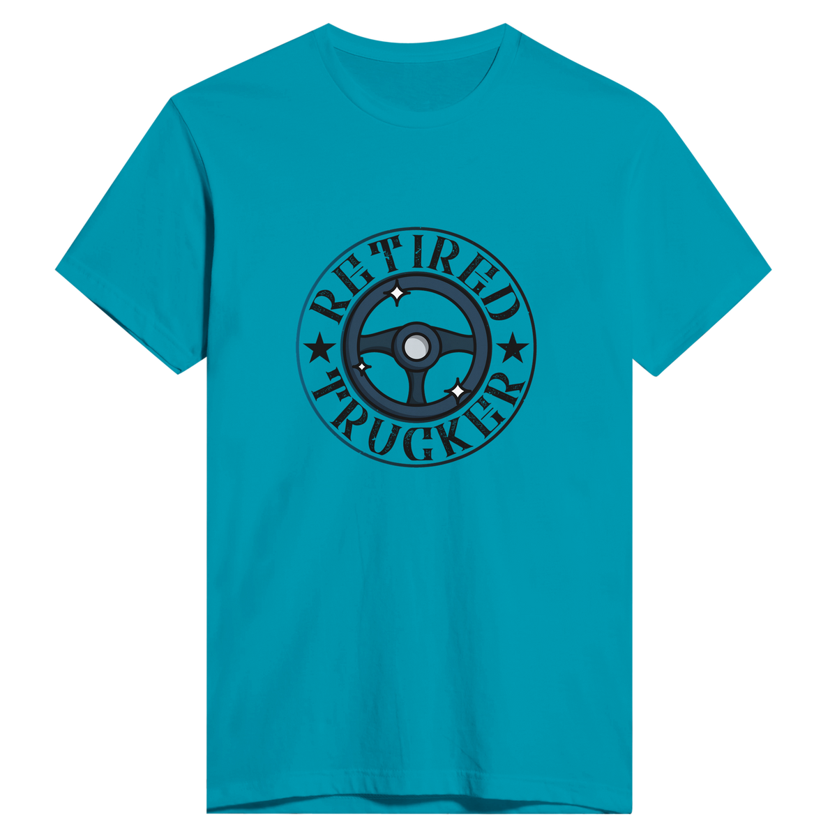 On the Open Road - Retired Trucker Tee - Teal - Print Material