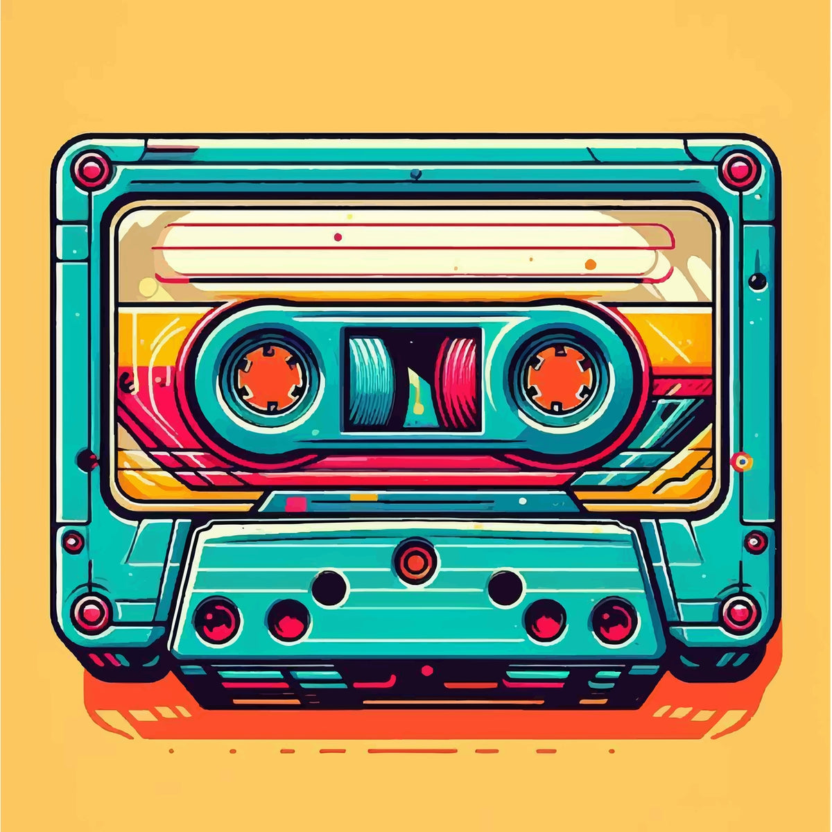 Retro Vibes - Cassette & TV - - Framed Posters