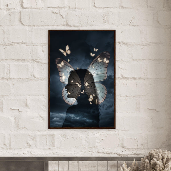 Metamorphosis - Butterfly Soul Framed Art Print - 60x90 cm 24x36″ Dark wood frame - Framed Posters