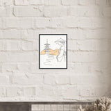 Serene Japanese Elegance - Framed Line Art - - Wooden Framed Posters