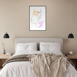 Mirrored Elegance - Artistic Line Faces in Gentle Tones - - Metal Framed Posters