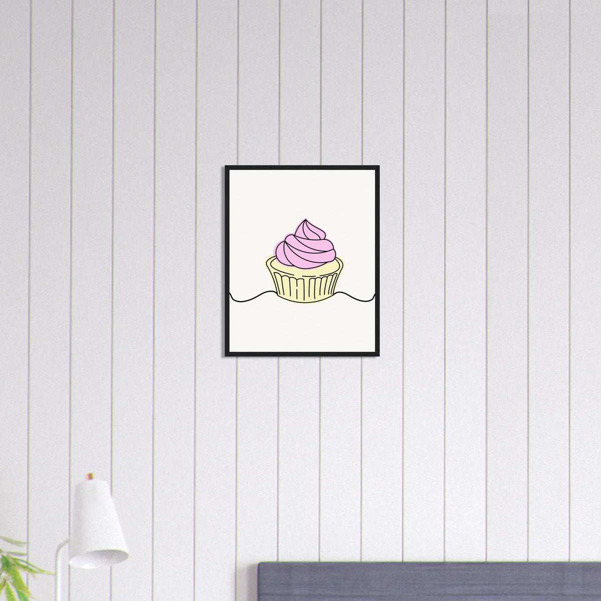 Cupcake Delight - Minimalist Pink Frosting Art - - Wooden Framed Posters