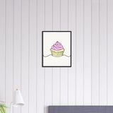 Cupcake Delight - Minimalist Pink Frosting Art - - Wooden Framed Posters