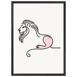 Majestic Serenity - Lion Line Art Poster - 50x70 cm 20x28″ Black frame - Wooden Framed Posters