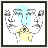 Twins in Harmony - Minimalist Faces with Pastel Touch - 30x30 cm 12x12″ - Metal Framed Posters