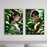 Verdant Encounters - A Pair - 12x18 - Framed Posters