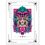 Artistry Unleashed - Warrior, Sacred Bull, and Tiger Spirit - 45x60 cm 18x24″ White frame Sacred Bull - Wooden Framed Posters