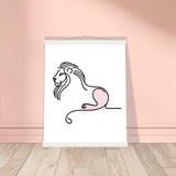 Regal Simplicity - Minimalist Lion Design - 40x50 cm 16x20″ White wall hanger - Posters With Hanger