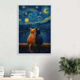 Wooden Framed Poster – Starry Cats Gift of Memory - White frame - Wooden Framed Posters