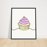 Cupcake Delight - Minimalist Pink Frosting Art - 40x50 cm 16x20″ Black frame - Wooden Framed Posters