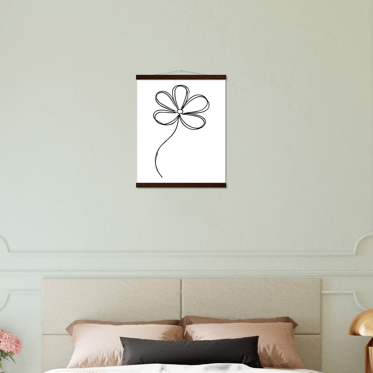 Sophisticated Minimalism - Magnetic Flower Poster - 40x50 cm 16x20″ Dark wood wall hanger - Posters With Hanger