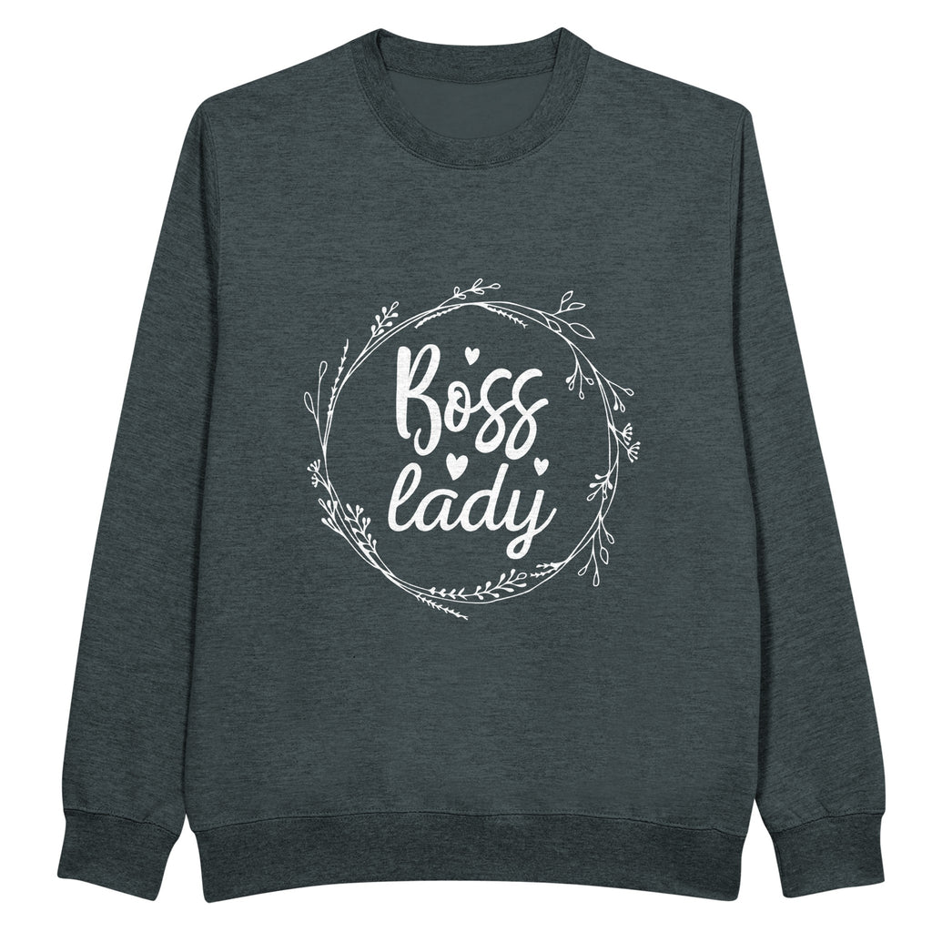 Command Attention - Boss Lady Sweater - Charcoal Heather - Crewneck Sweatshirts