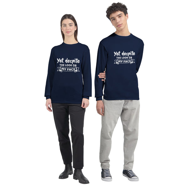 Face Value Humor Shirt - Navy - Long Sleeve T-shirts