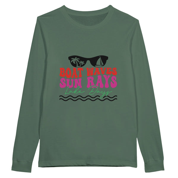 Sail Away - BOAT WAVES, SUN RAYS Adventure - Military Green - Sweatshirt