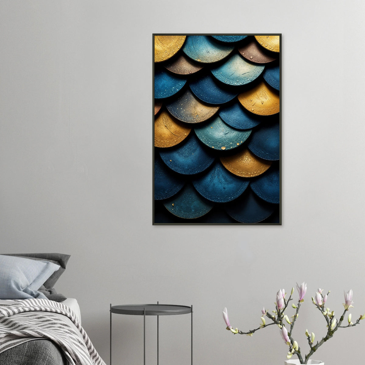 Golden Scales - Textured Abstract Framed Poster - 60x90 cm 24x36″ - Metal Framed Posters