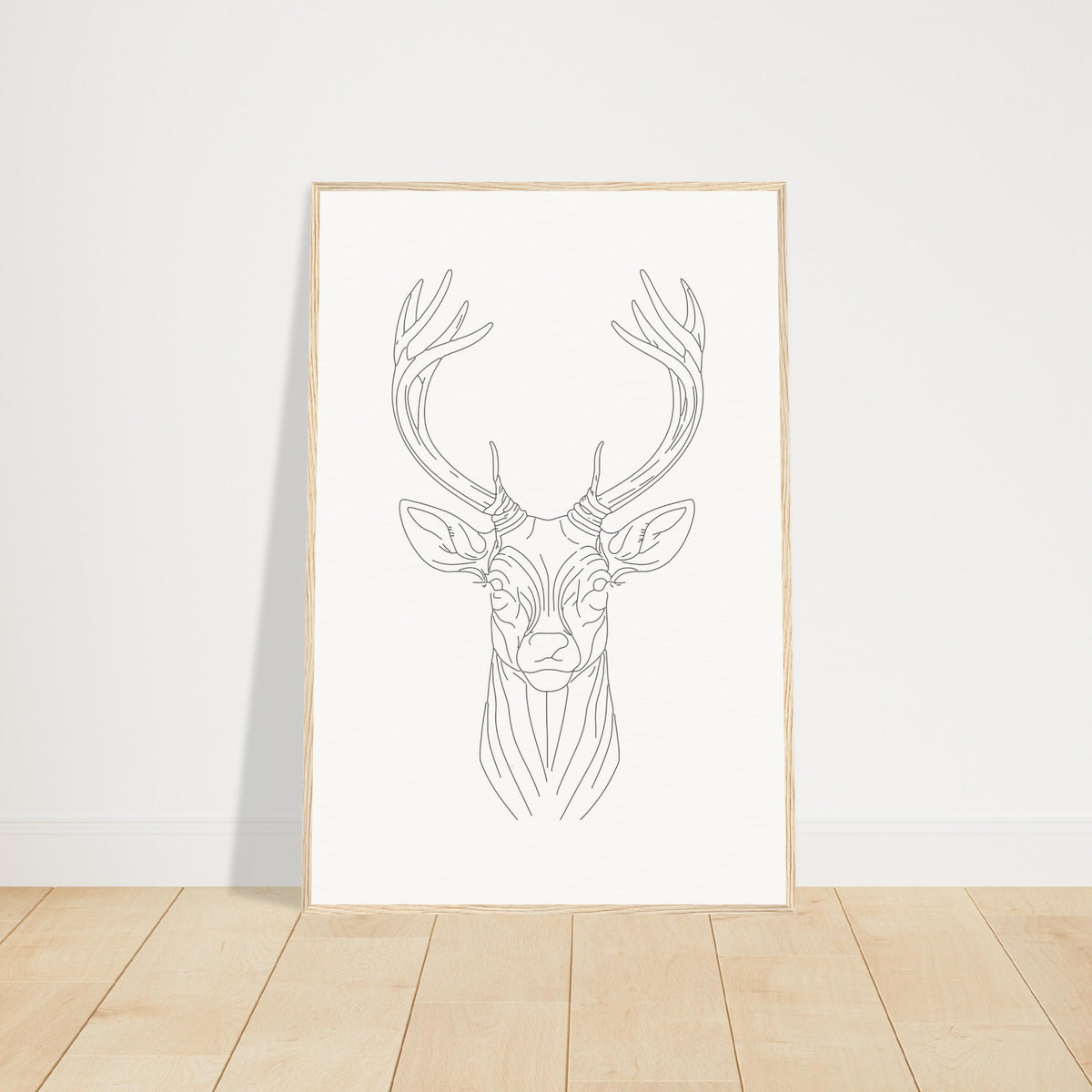 Nature's Grace - Deer Illustration - 60x90 cm 24x36″ Wood frame - Wooden Framed Posters