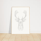 Nature's Grace - Deer Illustration - 60x90 cm 24x36″ Wood frame - Wooden Framed Posters