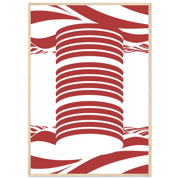 Twist of Elegance - Striking Red & White Art - 70x100 cm 28x40″ Wood frame - Framed Posters