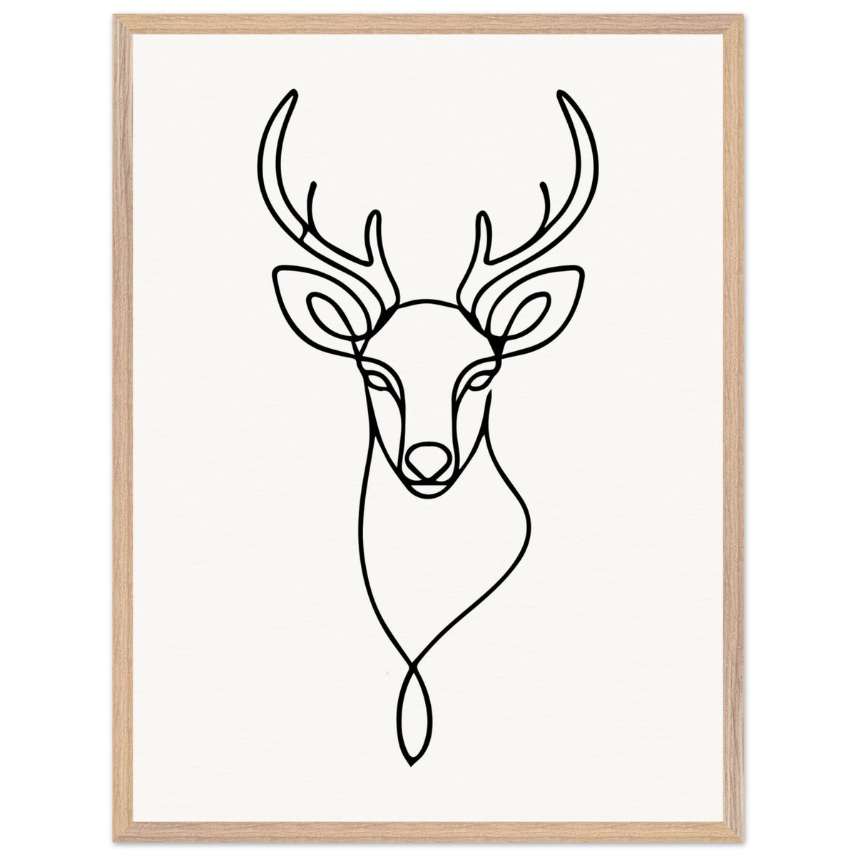 Nature's Outline - Elegant Deer in Wooden Frame - 60x80 cm 24x32″ Wood frame - Wooden Framed Posters