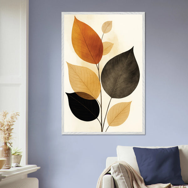 Golden Leaves Harmony – Wooden Framed Poster Gift - - Wooden Framed Posters