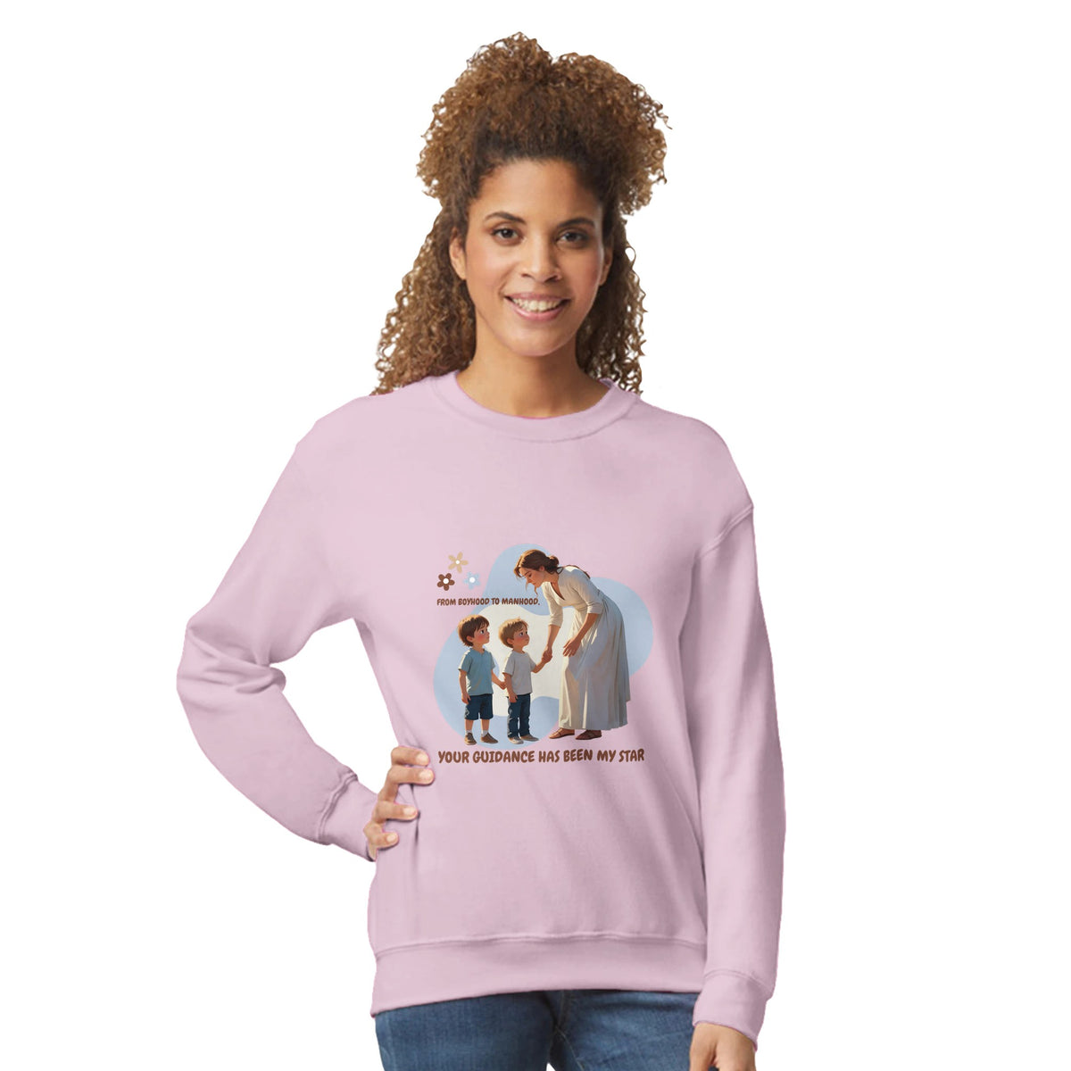 From Boyhood to Manhood - A Tribute to Mom - Light Pink - Sweatshirts