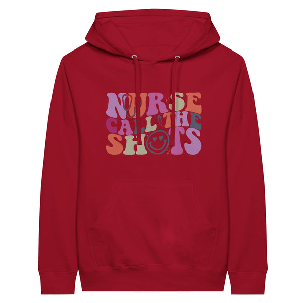 Nurse Calls the Shots Premium Unisex Pullover Hoodie - Red - Print Material