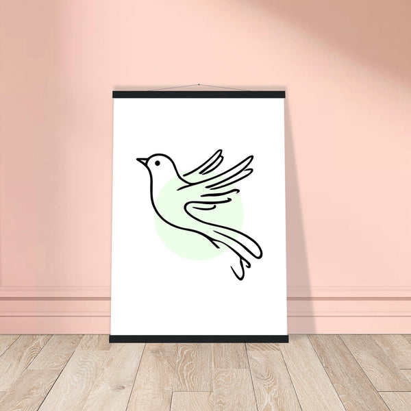 Serene Wings - Bird Art Poster with Magnetic Wooden Hanger - 50x70 cm 20x28″ Black wall hanger - Posters With Hanger