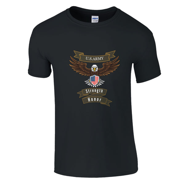 Eagle Emblem - Honor and Strength - Black - T-shirts