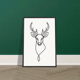 Nature's Outline - Elegant Deer in Wooden Frame - - Wooden Framed Posters